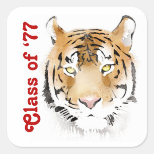 タイガーヘッドウォーターカラー動物カスタム文字 スクエアシール