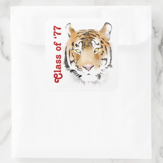 タイガーヘッドウォーターカラー動物カスタム文字 スクエアシール (バッグ)