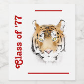 タイガーヘッドウォーターカラー動物カスタム文字 ワインラベル (シングルラベル)