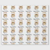 タイガーヘッドウォーターカラー動物ハッピーバースデー ラッピングペーパー (フラット)