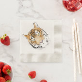 タイガーヘッドウォーターカラー動物誕生日 縁ありカクテルナプキン (インサイチュ)