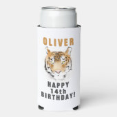 タイガーヘッドウォーターカラー名誕生日パーティー スリム缶クーラー (Seltzer正面)