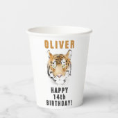 タイガーヘッドウォーターカラー名誕生日パーティー 紙コップ (裏面)