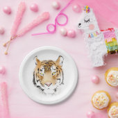タイガーヘッドウォーター色スケッチ ペーパープレート (パーティー)