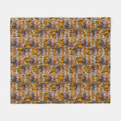 タイガーヘッドオンタイガースキンアニマルプリントデザイン フリースブランケット (正面(横))