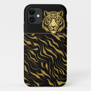 タイガーヘッドタイガーストライプズ黒金ゴールド iPhone 11 ケース