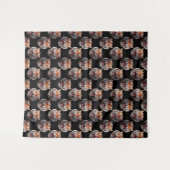 タイガーヘッドパターンデザイン – 黒 タペストリー (正面(横))