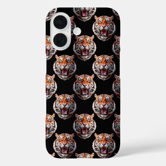 タイガーヘッドパターンデザイン – 黒 Case-Mate iPhoneケース (裏面)