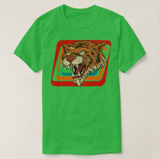 タイガーヘッドヴィンテージ攻撃レトロ80sスタイルiに注意 tシャツ (デザイン正面)