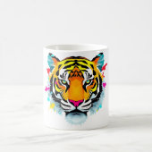 タイガーヘッド抽象芸術ポリゴンアート コーヒーマグカップ (中央)