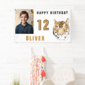 タイガーヘッド水彩誕生日パーティー写真 横断幕 (インサイチュ)