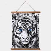 タイガーヘッド – タイガーブルーアイズぶら下がったタペストリー 吊り下げ型タペストリー (正面)