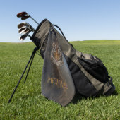 タイガーヘッド、顔、レザールック ゴルフタオル (グリーン)