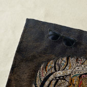 タイガーヘッド、顔、レザールック ビーチタオル (インサイチュ)