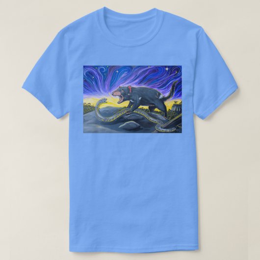 タイガーヘビ対タスマニアデビル Tシャツ (デザイン正面)