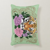 タイガーヘンナピンク紫色の花 アクセントクッション (正面(垂直))