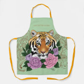 タイガーヘンナピンク紫色の花 エプロン (正面)