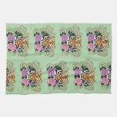 タイガーヘンナピンク紫色の花 キッチンタオル (横)