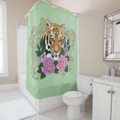 タイガーヘンナピンク紫色の花 シャワーカーテン (インサイチュ)