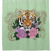 タイガーヘンナピンク紫色の花 シャワーカーテン (正面)