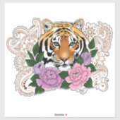 タイガーヘンナピンク紫色の花 シール (シート)