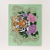 タイガーヘンナピンク紫色の花 ジグソーパズル (縦)