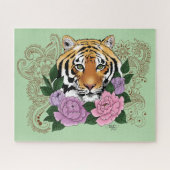 タイガーヘンナピンク紫色の花 ジグソーパズル (横)