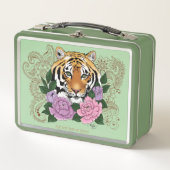 タイガーヘンナピンク紫色の花 メタルランチボックス (正面)