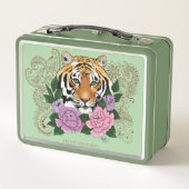 タイガーヘンナピンク紫色の花 メタルランチボックス (裏面)