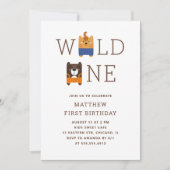 タイガーベアニマルサファリワイルドワン誕生日 招待状 (正面)