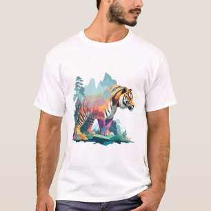 タイガーベクターアートアニマル威厳のある自然野生動物 Tシャツ
