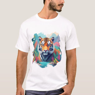 タイガーベクターアートアニマル威厳のある自然野生動物 Tシャツ