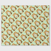 タイガーベビーシャワーグリーン ラッピングペーパー (フラット)