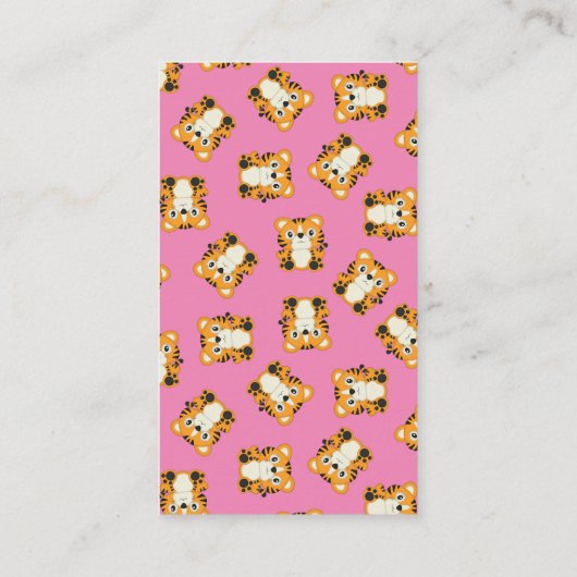 タイガーベビーシャワーサファリピンクガール エンクロージャーカード (裏面)