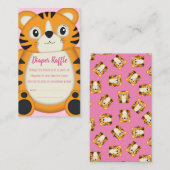 タイガーベビーシャワーサファリピンクガール エンクロージャーカード (正面/裏面)
