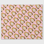 タイガーベビーシャワーピンク ラッピングペーパー (フラット)