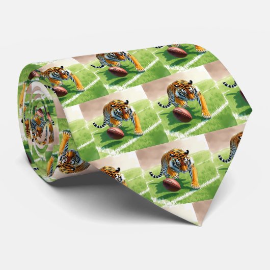タイガーベンガルマスコットとサッカー ネクタイ (ロール)