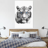 タイガーペンシルスケッチ（青い目） キャンバスプリント (インサイチュ (寝室))
