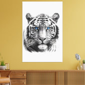 タイガーペンシルスケッチ（青い目） キャンバスプリント (インサイチュ (リビング))