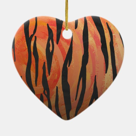 タイガーホットオレンジとブラックプリント セラミックオーナメント (裏面)