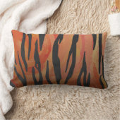 タイガーホットオレンジとブラックプリント ランバークッション (ブランケット)