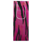 タイガーホットピンクアンドブラックプリント ワインギフトバッグ (正面)