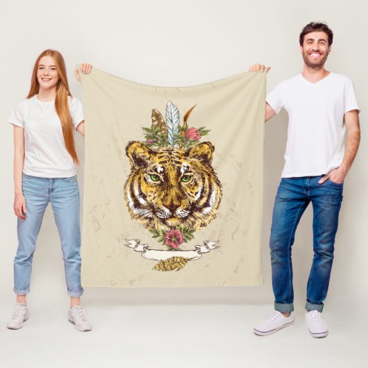 タイガーボホスタイルポートレート フリースブランケット (インサイチュ)