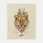 タイガーボホスタイルポートレート フリースブランケット (正面)