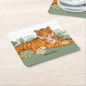タイガーボーイパーティー、動物のジャングル スクエアペーパーコースター (アングル)