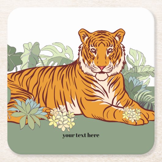 タイガーボーイパーティー、動物のジャングル スクエアペーパーコースター (正面)