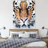 タイガーポートレートイングラフィックプレススタイル キャンバスプリント (インサイチュ (寝室))