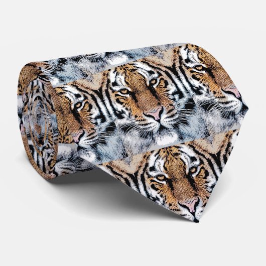 タイガーポートレートイングラフィックプレススタイル ネクタイ (ロール)