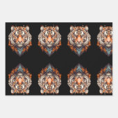 タイガーポートレートヘッド、オレンジ色の黒 ラッピングペーパーシート (正面2)