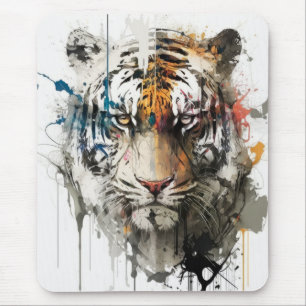 タイガーポートレート動物絵画の野生動物アウトドア マウスパッド
